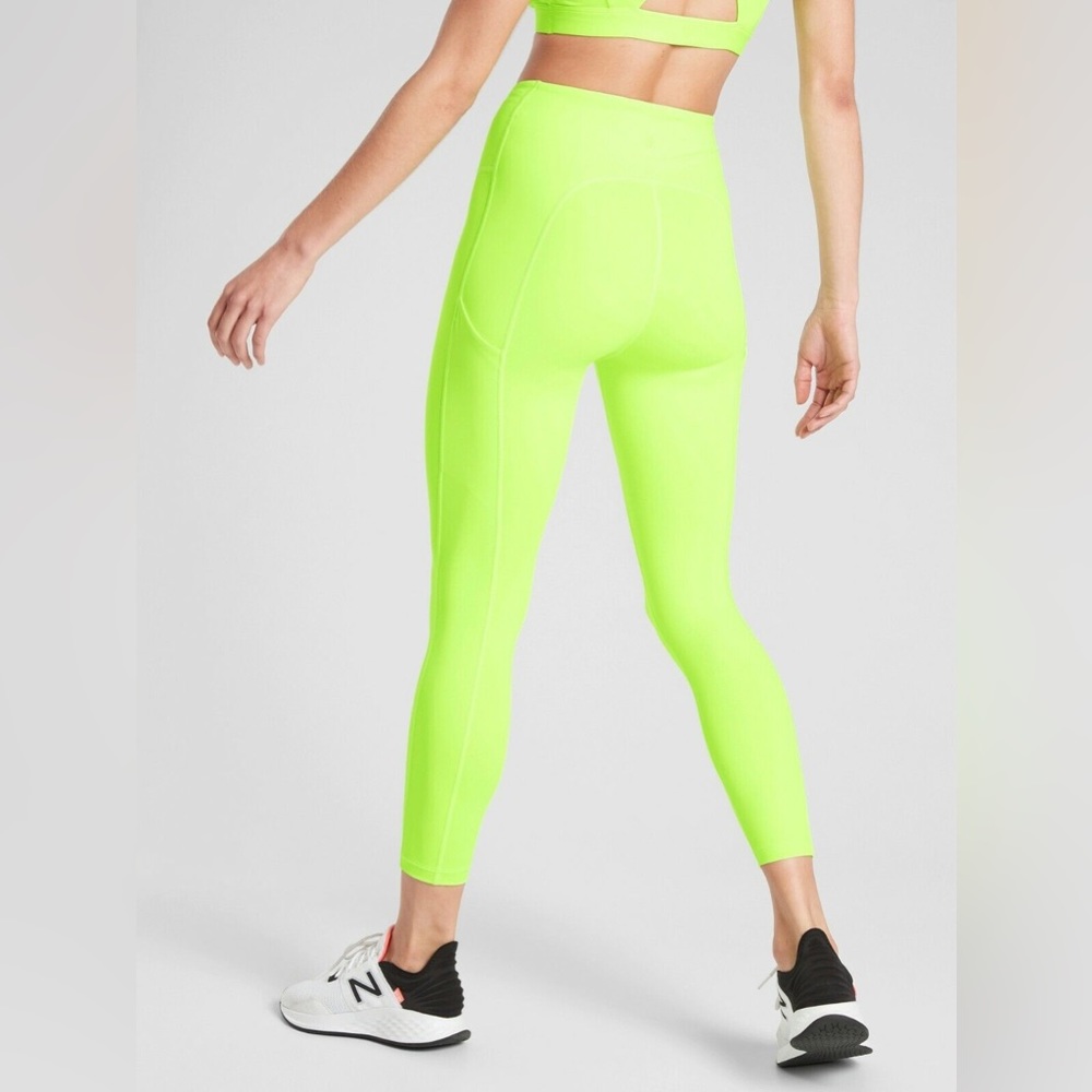 Athleta Neon Yellow Ultimate Stash 7/8 Tight